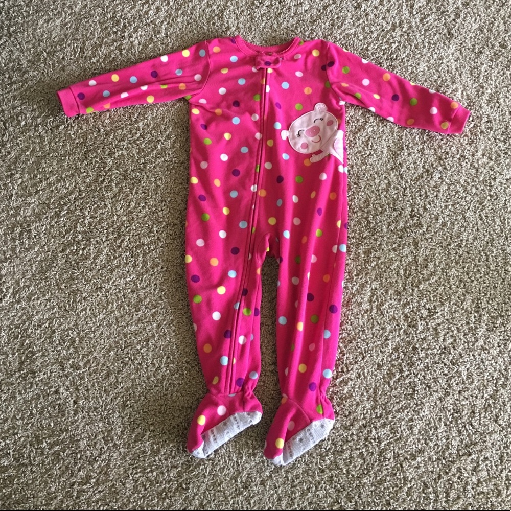 Pink Polka Dot Pig PJs Footies
